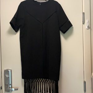 Black fringe shift dress
